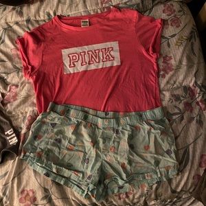 Pink t-shirt and shorts
